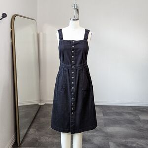 NWOT Anthropologie MIH Eastman Button Front Pinafore Denim Dress Black S preppy